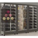 Combination of 3 professional refrigerated display cabinets for wine, cheese and cured meat - 3 glazed sides - Magnetic and interchangeable cover ACI-TMR36901P