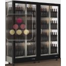 Combination of 2 professional multi-purpose wine display cabinet - 3 glazed sides - Standing bottles - Magnetic and interchangeable cover ACI-TMR26000V