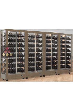 Combiné de 4 vitrines à vin professionnelles multi-usages - 4 cotés vitrés - Habillage magnétique interchangeable