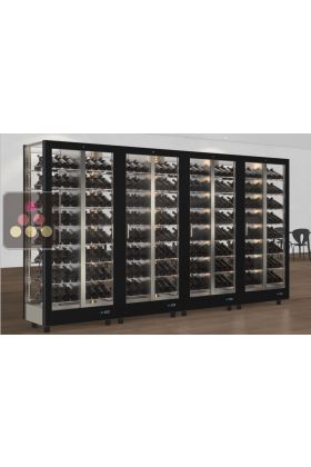 Combiné de 4 vitrines à vin professionnelles multi-usages - 4 cotés vitrés - Habillage magnétique interchangeable