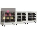 Combiné de 3 vitrines à vin professionnelles multi-usages - 3 cotés vitrés - Habillage magnétique interchangeable - Bouteilles inclinées ACI-TMR32000P