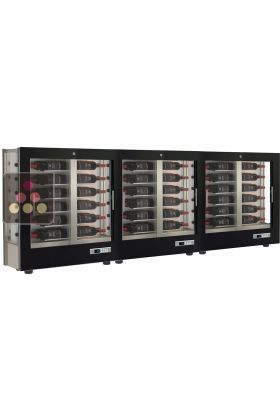 Combiné de 3 vitrines à vin multi-températures - Usage pro - P36cm - 3 côtés vitrés - Habillage magnétique interchangeable