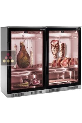 Combiné de 2 vitrines réfrigérées pour maturation de viande et conservation de charcuteries