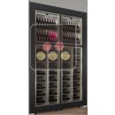 Built-in combination of 4 professional wine display cabinets incl. 2 multi-temperature units - Inclined/vertical bottles - Flat frame ACI-PAR27006ME