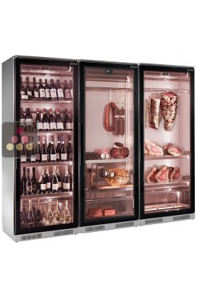 Combiné de 3 vitrines réfrigérées pour vins, charcuteries et maturation de viande 