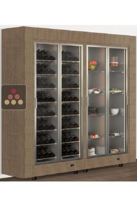 Combiné de 2 vitrines réfrigérées professionnelles pour vins, snacks et desserts - Pose libre - Façade droite