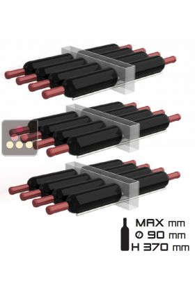 Lot de 3 supports de 8 bouteilles horizontales pour vitrine Calice Design