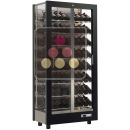 Multi-temperature wine display cabinet for service and storage - 3 glazed sides - Inclined bottles - Wooden cladding ACI-TCA302