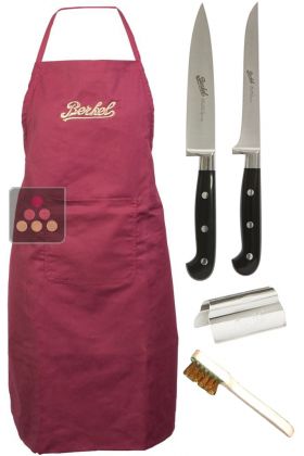 Kit Essentiel pour trancheuse Berkel : 2 couteaux, pince a jambon, brosse et tablier rouge 