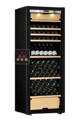 Cave à vin Multi-Usages de vieillissement et de service des vins rouges et des vins frais - 3 températures - Présentation mixte - Porte Full Glass