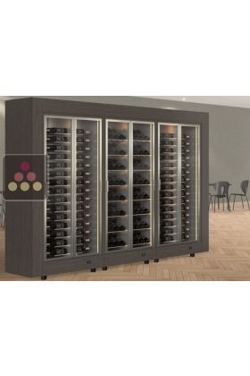 Combiné modulaire de 3 caves à vin traversantes multi-usages, accès avant/arrière