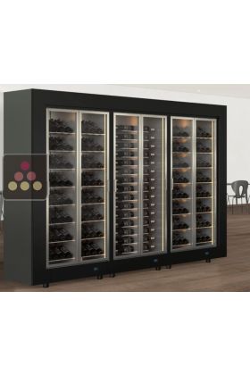 Combiné modulaire de 3 caves à vin traversantes multi-usages, accès avant/arrière