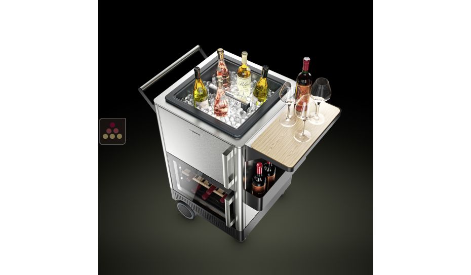 Bar mobile d'extérieur avec cave de service 1 température et bac isotherme de présentation