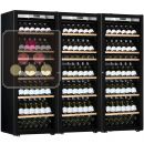 Combination of a 3 single temperature ageing or service wine cabinets - Full Glass door - Inclined bottles display ACI-TRT810FP1