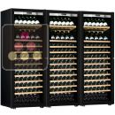 Combination of a 3 single temperature ageing or service wine cabinets - Full Glass door - Inclined and Sliding shelves ACI-TRT810FP