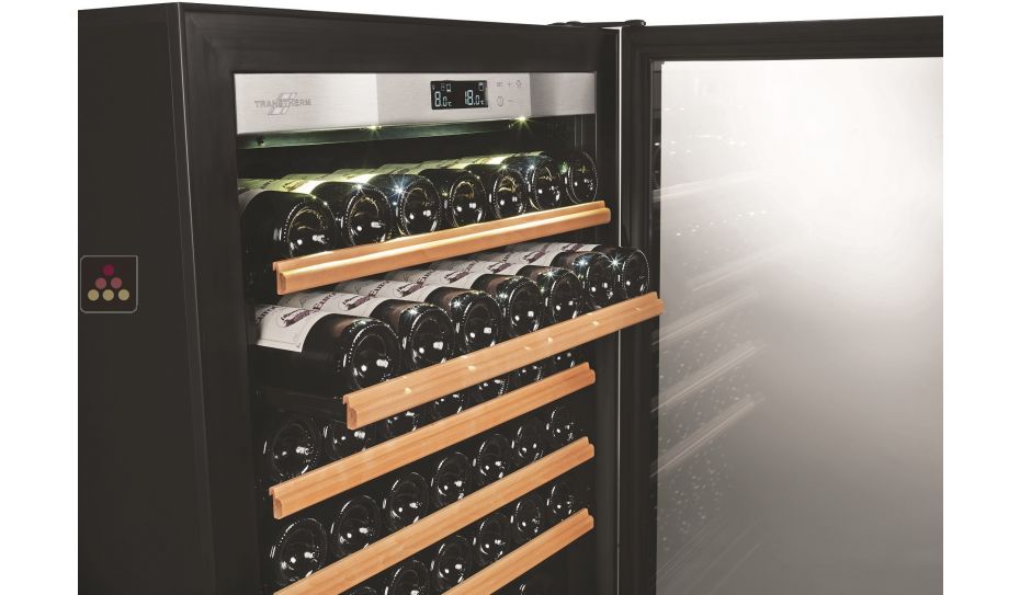 Combiné de 3 caves à vin mono-température de vieillissement ou de service - Porte Full Glass - Équipement Présentation/Coulissant