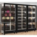 Combiné de 3 vitrines à vin professionnelles multi-usages - 4 cotés vitrés - Habillage magnétique interchangeable ACI-TMR36004MI