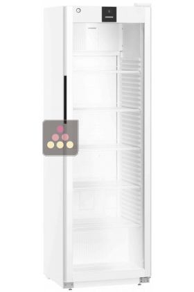 Armoire positive ventilée blanche - Porte vitrée et éclairage LED latéral - 286L
