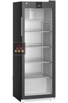 Armoire positive ventilée noire - Porte vitrée et éclairage LED latéral - 250L