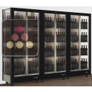 Combination of 3 professional multi-purpose wine display cabinet - 3 glazed sides - Magnetic and interchangeable cover - Standing bottles ACI-TMR36000V