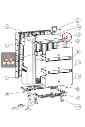 Pivot de charnière supérieure droite pour mini-réfrigérateur Dometic ACI-DOM324B / DS300FS