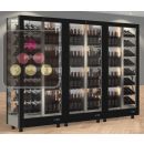 Combination of 3 professional multi-purpose wine display cabinet - 4 glazed sides - Magnetic and interchangeable cover ACI-TMR36006MI