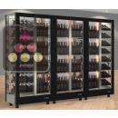 Combiné de 3 vitrines à vin professionnelles multi-usages - 4 cotés vitrés - Habillage magnétique interchangeable ACI-TMR36006MI