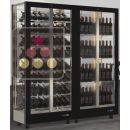 Combination of 2 professional multi-temperature wine display cabinet - 4 glazed sides - Magnetic and interchangeable cover ACI-TMR26004MI