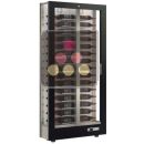 Professional multi-temperature wine display cabinet - 36cm deep - 3 glazed sides Horizontal bottles - Wooden cladding ACI-TCA120