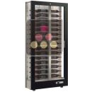 Vitrine à vin multi-températures - Usage pro - P36cm - 3 côtés vitrés - Bouteilles horizontales - Habillage bois ACI-TCH16000H