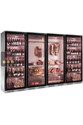 Combiné de 4 vitrines réfrigérées pour vins, charcuteries et maturation de viande 