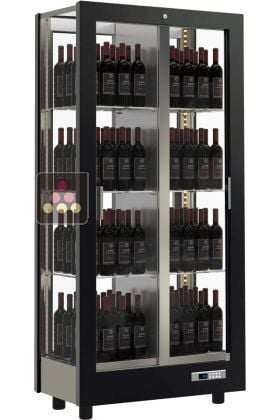 Vitrine à vin multi-températures - Usage pro - 4 côtés vitrés - Bouteilles verticales - Habillage magnétique interchangeable