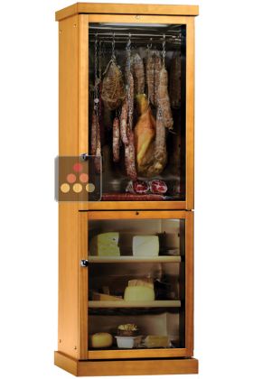 Combiné 2 températures : cave à charcuterie et cave à fromage - Habillage bois