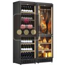 Built-in combination of 2 wine cabinets, a cheese and cured meat cabinet - Inclined bottle display ACI-CME2670ME