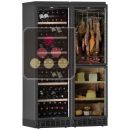 Built-in combination of 2 wine cabinets, a cheese and cured meat cabinet - Inclined bottle display ACI-CLM268EC