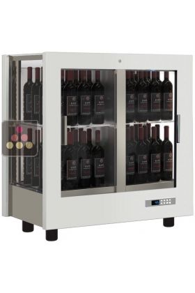 Vitrine à vin multi-températures - Usage professionnel - 3 côtés vitrés - Bouteilles verticales - Habillage bois