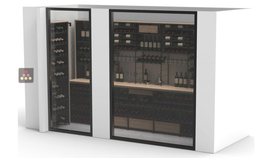 Aménagement de cave Bois et métal pour 986 bouteilles - Fabrication spécifique Marchand de Vin