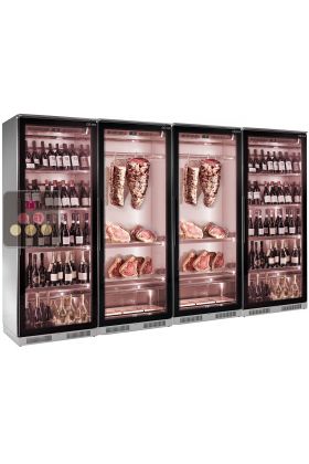 Combiné de 2 vitrines réfrigérées pour vins et 2 vitrines de maturation de viande 