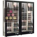 Combination of 2 professional multi-temperature wine display cabinets - 36cm deep - 3 glazed sides - Magnetic and interchangeable cover ACI-TMH26003M