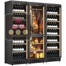 Built-in combination of 3 wine service or storage cabinets - 3-temperature and  a combination of cheese and cured meat cabinets ACI-CME3671PE