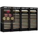 Combination of a 4 single temperature ageing or service wine cabinets - Full Glass door - Inclined and Sliding shelves ACI-TRT820FP