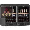 Combination of 2 built-in single temperature wine cabinets for wine storage or service with a sliding shelves for standing bottles ACI-CLM210ET