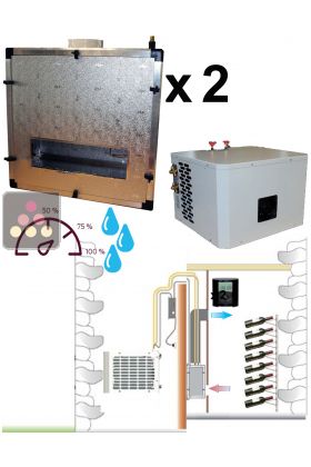 Climatiseur de cave 2900W à condenseur à eau et évaporateur gainable - avec humification et fonction chauffage - Gainage vertical