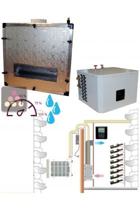 Climatiseur de cave 1550W à condenseur à eau et évaporateur gainable - avec humification et fonction chauffage - Gainage vertical