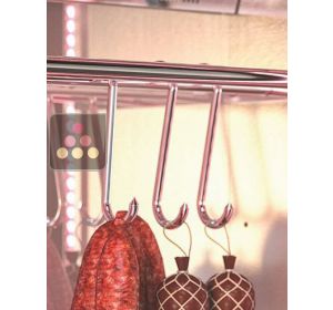 Lot de 3 crochets inox pour barres de suspension pour vitrine viande et charcuterie BRERA