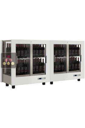 Combiné de 2 vitrines à vin professionnelles multi-usages - 3 cotés vitrés - Habillage magnétique interchangeable