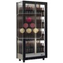 Professional multi-temperature wine display cabinet - 3 glazed sides - Vertical bottles - Wooden cladding ACI-TCA104