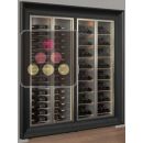 Built-in combination of two professional multi-temperature wine display cabinets - Mixed shelves - Curved frame ACI-PAR27004ME