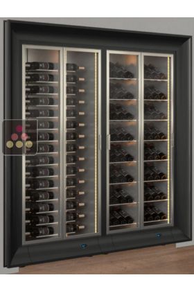 Combiné encastrable de 2 vitrines à vin multi-températures - Usage pro - Equipement mixte - Encadrement incurvé