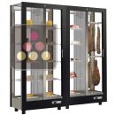 Combination of 2 professional refrigerated display cabinets for cheese and cured meat - 4 glazed sides - Magnetic and interchangeable cover ACI-TMR26901I
